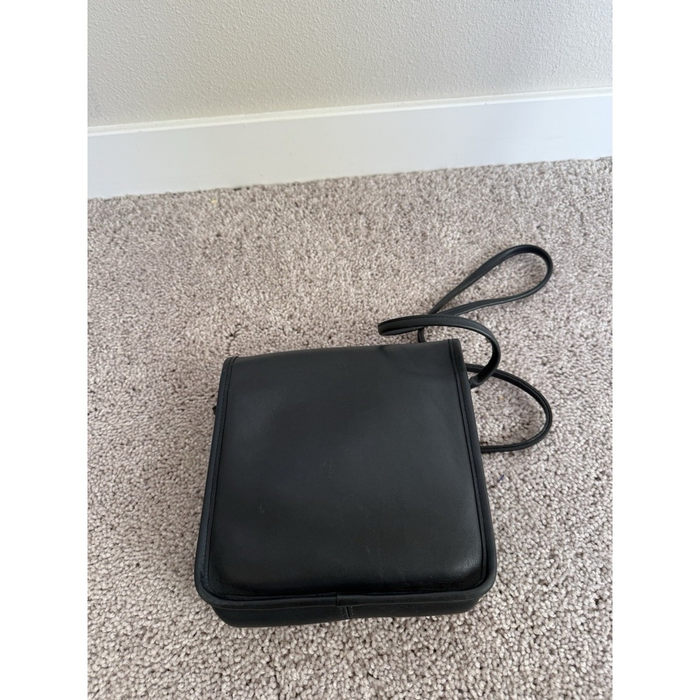 COACH Vintage Bonnie Cashin USA Compact Pouch Crossbody Bag Black Leather Square - Picture 4 of 8